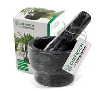 Chefkoch mortaio con pestello in granito - per coltivare, macinare e schiacciare - perfetto per erbe fresche e spezie - Dimensioni mortaio: circa 9,5 x 7 cm, pestello: circa 3,5 x 10,5 cm