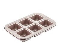 CHEFMADE Brownie Cake Pan, 6-cavità Non-Stick Piazza Muffin Pan Blondie Attrezzature E Accessori Da Forno per il Forno di Cottura (Champagne Oro)