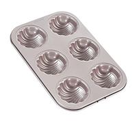 CHEFMADE Madeleine Muffa della Torta Pan, 6-cavità Non-Stick Sferica Borsette Madeline Attrezzature E Accessori da Forno per Il Forno di Cottura (Champagne Oro)