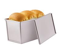 CHEFMADE Stampo per Pane Pullman con labbro, scatola per Pane piatto rettangolare antiaderente di capacità di pasta di 0,99 Lb per la Cottura al Forno 4,2" x 7,7" x 4,4" (oro champagne)