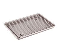 CHEFMADE Torrefazione Pan con Cremagliera,13 Pollici Non-Stick Rettangolare Piatto Piano Copriletto Pan con Filo Cremagliera per Il Forno di Cottura,Barbecue,Jelly Roll e Torrefazione(Champagne Oro)