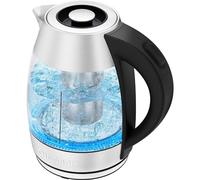 Chefman Bollitore elettrico in vetro, 1,8L, indicatore luminoso a LED, con infusore da tè, spegnimento automatico e protezione da funzionamento a secco, senza bisfenolo A, 2200 W