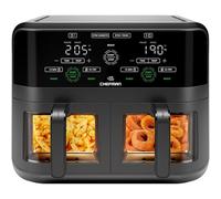 CHEFMAN Friggitrice ad aria a doppio cestello 5,6 litri con finestre Easy View, finitura Sync, Hi-Fry, spegnimento automatico, cestelli lavabili in lavastoviglie, 2100W, friggitrice 2 cestelli - Nero