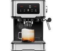 Chefman Macchina Espresso CraftBrew, Pompa 15 Bar, Touchscreen Digitale, Lancia Vapore per Latte & cappuccino, Macchina Espresso Compatta con Serbatoio Acqua 1.5L Rimovibile - Acciaio Inox