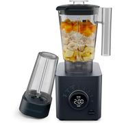 Chefman Obliterator 1.2L 1350W Frullatore Smoothie, Trita Ghiaccio, Noci e Frutta Congelata, Lama in Acciaio Inox, Funzione Auto Mix, Con Barattolo da Viaggio da 600ml - Midnight