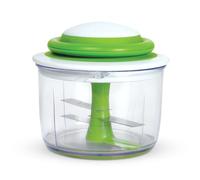 Chef'n VeggiChop Tritatutto per Verdure a Trazione, Tagliaverdure Manuale Grande per Tritare Noci, Erbe, Cipolle e Pomodori per Fare Salsa, Pesto, Guacamole e Altro, Bianco/Verde, 14 x 14 x 14 cm