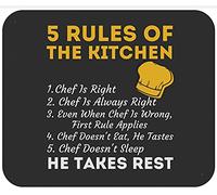 Chefs 5 Rules of Kitchen Funny Chef Rules Mouse Pad Antiscivolo Tappetino Scrivania Piccolo Tappetino per Mouse for Laptop Ufficio Gaming 25X30Cm