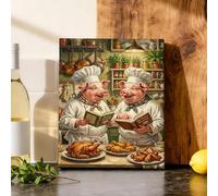 Chefs Canvas Kitchen Wall Art, vintage rustico libri di cucina Turchia Ringraziamento caldo quadri da parete stampe da appendere arte da appendere sala da pranzo ristorante sala da colazione angolo