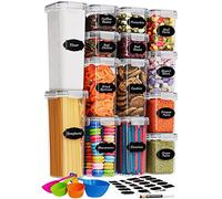 Chef's Path 14 barattoli con coperchio barattoli in plastica senza BPA per pasta, spaghetti, farina, zucchero, merendine - etichette, pennarelli e cucchiai riutilizzabili inclusi