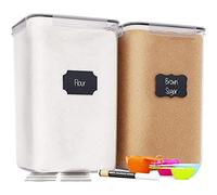 Chef's Path Contenitori extra grandi per alimenti, 6,5 L, per farina, zucchero e riso, ermetici, per cucina e dispensa, set da 2 pezzi, con misurini, penna e 8 etichette