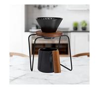 ChefWave Artisan Series - Set di caffettiera con cono in ceramica, anello in legno e supporto in acciaio inox, misura personale da 1 a 2 tazze