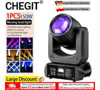 CHEGIT 150W RGB Moving Head Beam Light 8 Graphic Patterns 8 Lighting Effects Auto Run Sound Activated DMX512 No Remote Stage Lamp for DJ Disco Club Wedding KTV Indoor Party Home Event Decor Stage