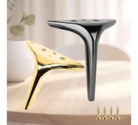 ChegLI Gambe for Divano in Metallo Triangolare - Piedini di Ricambio in Acciaio Massiccio da 3,94-7,09 Pollici for mobili con 16 Viti di Montaggio(Black,15cm/5.91inch)