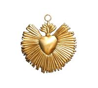 chehoma Ex-voto - Cuore decorativo da parete, bella patinia, in ottone, vintage, collezione ex-voto, 12 cm x 10 cm,