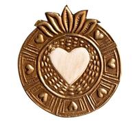 chehoma Ex-voto - Decorazione da parete in metallo dorato, motivo cuore, 10 cm, stile vintage bella patina collezione ex-voto