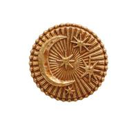 CHEHOMA Ex-Voto Parete Radiante, Luna e Stelle, Patina Dorata Antica, 10 cm