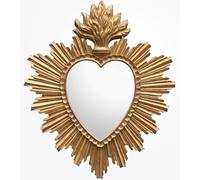 chehoma Ex-voto - Specchio a forma di cuore in resina dorata, 30,5 x 26 cm