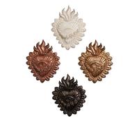 CHEHOMA Set di 4 ex voto cuori decorativi con occhio di protezione, 12,5 x 10 cm, collezione da parete,