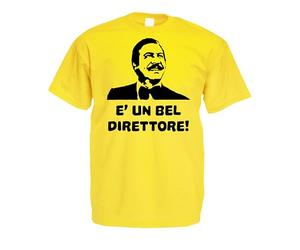 CHEIDEASTORE T-Shirt Maglietta CALBONI E' Un Bel Direttore Fantozzi Uomo (Medium, Giallo)