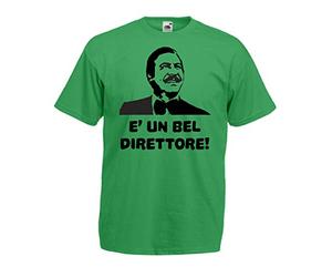CHEIDEASTORE T-Shirt Maglietta CALBONI E' Un Bel Direttore Fantozzi Uomo (XLarge, Verde)