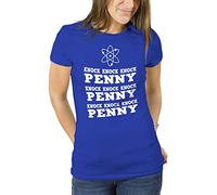CHEIDEASTORE T-Shirt Sheldon Knock Knock Penny Maglietta Ispirata Big Bang Theory Donna (Small, Blu Royal)