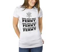 CHEIDEASTORE T-Shirt Sheldon Knock Knock Penny Maglietta Ispirata Big Bang Theory Donna (XLarge, Bianco)