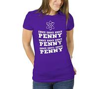 CHEIDEASTORE T-Shirt Sheldon Knock Knock Penny Maglietta Ispirata Big Bang Theory Donna (XSmall, Viola)