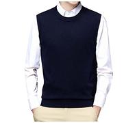 Chejarity Gilet da Uomo Inverno Girocollo Senza Maniche Gilet Maglia Pullover Misto Lana Comfort Maglione Casual Classico Commerciale Maglieria Canotte Panciotto Gilet Smanicato Fatti a Maglia