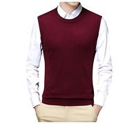Chejarity Gilet da Uomo Inverno Girocollo Senza Maniche Gilet Maglia Pullover Misto Lana Comfort Maglione Casual Classico Commerciale Maglieria Canotte Panciotto Gilet Smanicato Fatti a Maglia
