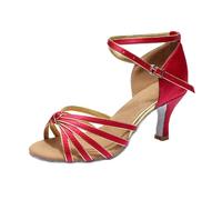 Chejarity Scarpe da ballo da donna, flessibili, eleganti, con cinghie, chiusura rapida, stile latino, classico, passionale, con cinturino a contrasto, scarpe da salsa per lezioni di danza, Stile M09