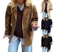 CheJooe Donne Vintage Camoscio Oversize Suit Blazer Giacche Elegante Plus Size Ecopelle Cappotti con risvolto Casual Button Coat Y2k Autunno Moda Capispalla, Marrone, XL