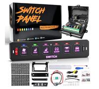 Chelhead Pannello interruttore a 6 marce, 12 V, sottile pannello di commutazione RGB con flash basculante e funzione stroboscopica, dimmerabile, retroilluminazione, 12 V, pannello switch con funzione