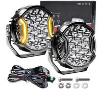 Chelhead Proiettore LED 7 pollici 4x4 Hyper Spotlights 270° a portata larga con kit di cablaggio e luci diurne ambra 226W Proiettori ausiliari universali compatibili con camion ATV e UTV 9-36V