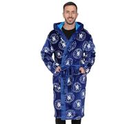 Chelsea Accappatoio da uomo ufficiale F.C. in pile con cappuccio, Blu, L