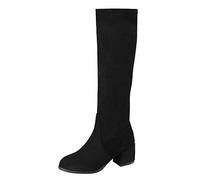 Chelsea Boot, Stivali Donna Stivaletti Donna Moda Solido sopra Il Ginocchio Scarpe Casual Lunghe con Cerniera Calda (42,Nero)