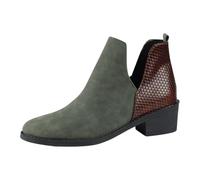 Chelsea Boots - Stivaletti da donna a gambo corto, in ecopelle, con tacco basso, alla moda, per autunno e inverno, stile casual e comodo, con chiusura lampo, con cerniera, antiscivolo, Verde scuro B,