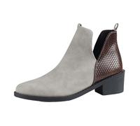 Chelsea Boots - Stivaletti da donna a gambo corto, in ecopelle, con tacco basso, alla moda, per autunno e inverno, stile casual e comodo, con chiusura lampo, con cerniera, antiscivolo, Grigio B., 38