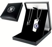 Chelsea FC Inossidabile Colore Crest Cane Etichetta Ciondolo & 53cm Long