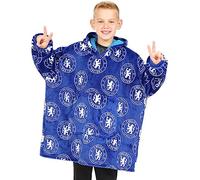 Chelsea Football Club - Felpa con cappuccio in pile completamente foderata per ragazzi, coperta oversize in pile, blu, Blu, One Size