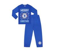Chelsea Football Club, pigiama lungo da uomo e bambino, con scritta "Merry Christmas", Blu, 9-10 Years