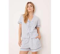 Chelsea Peers - Completo a righe con stampa di stelle marine composto da pantaloncini e top a maniche corte con rever-Blu 38