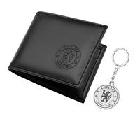 Chelsea Set di accessori per tifosi del F.C. Sports con scomparti per carte di credito e tasca per monete, attrezzatura per tifosi - regali per uomini, Nero , Taglia unica, Moderno