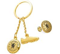 Chelsea Set regalo con portachiavi e spilla, regalo per tifosi, Oro, Taglia unica
