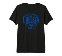 Chelsea West London EST. 785 AD SW3 Stampa Blu Maglietta Premium