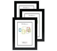 CHELY INTERMARKET | Cornice 18x24cm (Nero) MOD-296 Set di 3 cornici per foto | Realizzato in legno, modanatura 1,5 finitura elegante | Quadro per lauree e certificati di parete.(296-18x24*3-0.25)