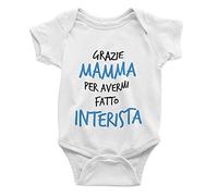CHEMAGLIETTE! Body Neonato Bimbo Bimba Con Stampa Divertente Tifosi Interisti Idea Regalo GrazieInterista, 0-6 Mesi