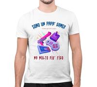 CHEMAGLIETTE! Maglietta Divertente Uomo - T-Shirt Divertenti con Stampa Spiritosa e Simpatica - Regalo Originale, Maglia con Scritte Ironiche - Festa del papà - Papa Gamer, Bianco, XL