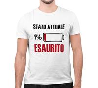CHEMAGLIETTE! Maglietta Divertente Uomo - T-Shirt Divertenti con Stampa Spiritosa e Simpatica - Regalo Originale, Maglia con Scritte Ironiche - Grafica Divertente - Esaurito, Bianco, S