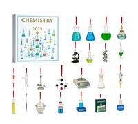 Chemie- Calendario dell'Avvento 2025, 24 giorni, calendario dell'Avvento natalizio, con 24 kit di chimica sperimentale, design acrilico 2D, per amare ogni età