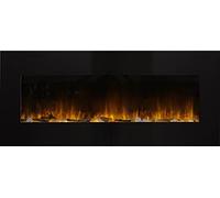 CHEMIN'ARTE Caminetto elettrico da parete Volcano XXL, colore: Nero - Effetto fiamma a LED - camino elettrico con timer, termostato regolabile, telecomando - 122x16x52cm